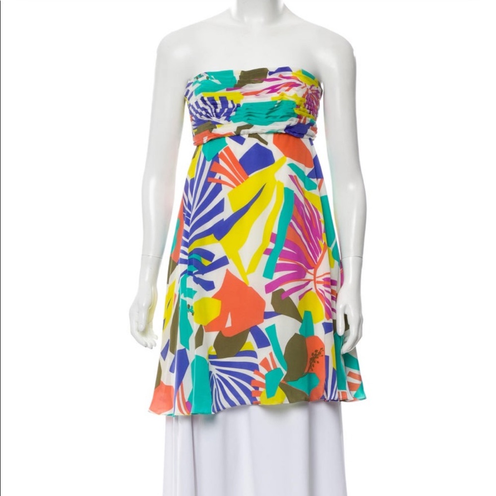 ALICE + OLIVIA strapless sip printed tunic